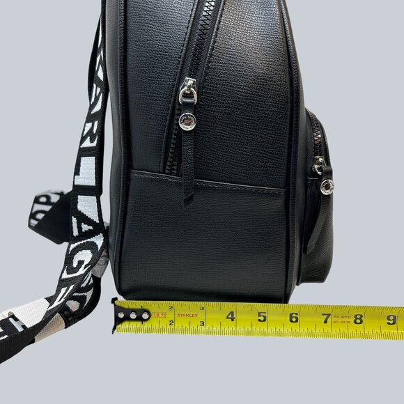 Karl Lagerfeld Paris Faux Leather Backpack With Eiffel Tower & Heart Pin Accents - Picture 8 of 10